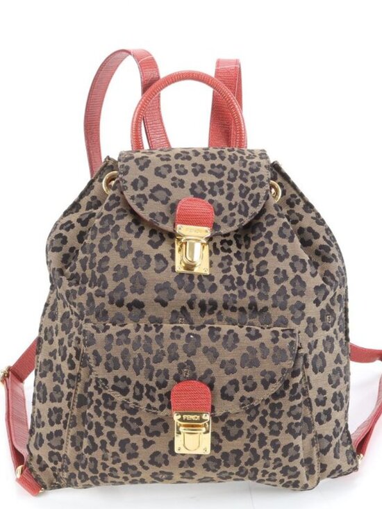 Fendi Vintage Leopard Print Leather Backpack Ree main image 5